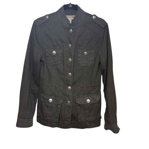 Forever 21 Women's Army Green Utility Jacket Size: 10 - Picture 5 of 8